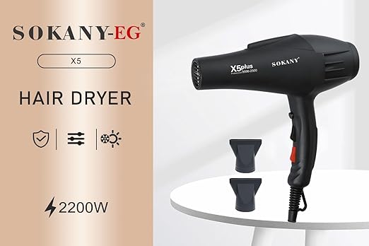"SOKANY SK-X5 Professional Hair Dryer – 2 Speed, 3 Heat Settings"