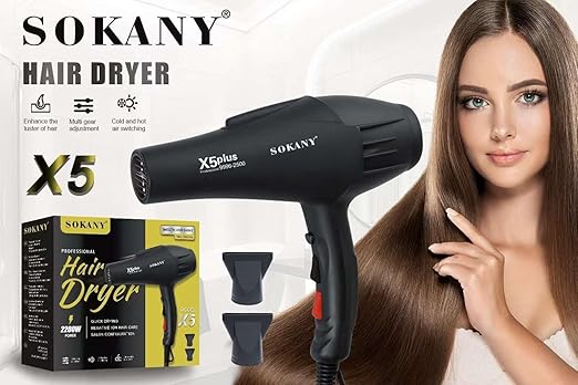"SOKANY SK-X5 Professional Hair Dryer – 2 Speed, 3 Heat Settings"